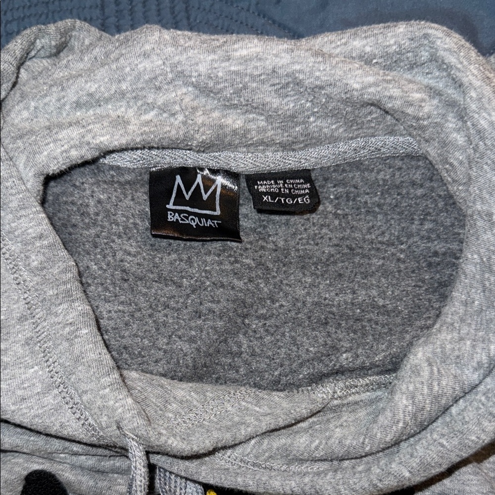Jean-Michel Basquiat Gray Hoodie with Yellow Crown Graphic - Picture 2 of 4